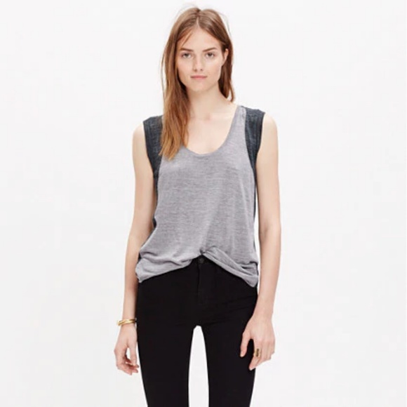 Madewell Grey & Charcoal Anthem Inset Tank Top - Picture 2 of 7
